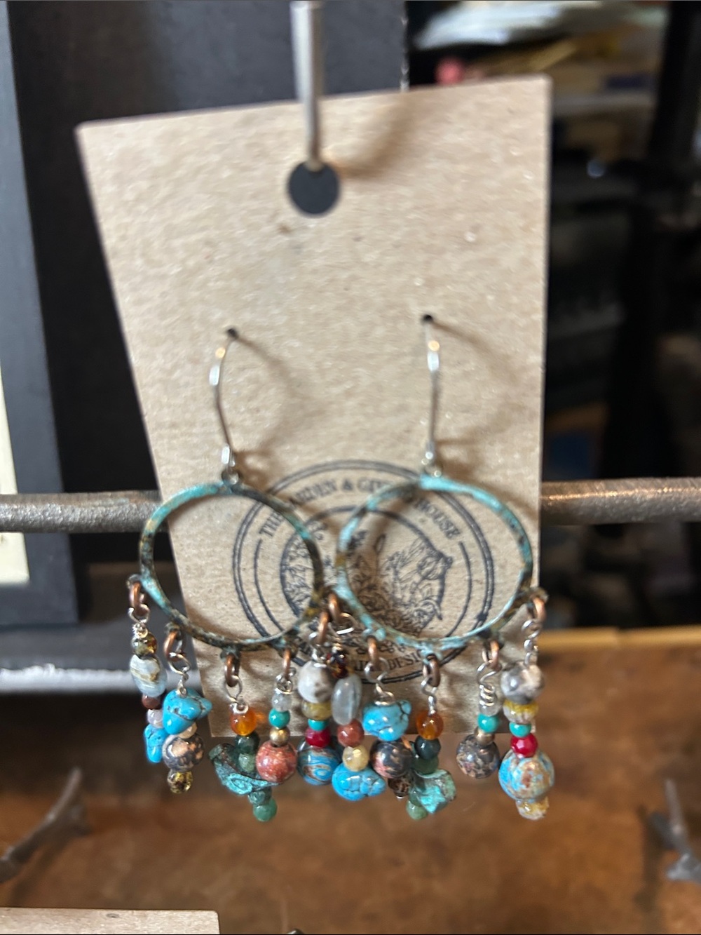 Carrie Fairy Designs Verdigris Patina, Beachy Hoops with Mismatched Charms